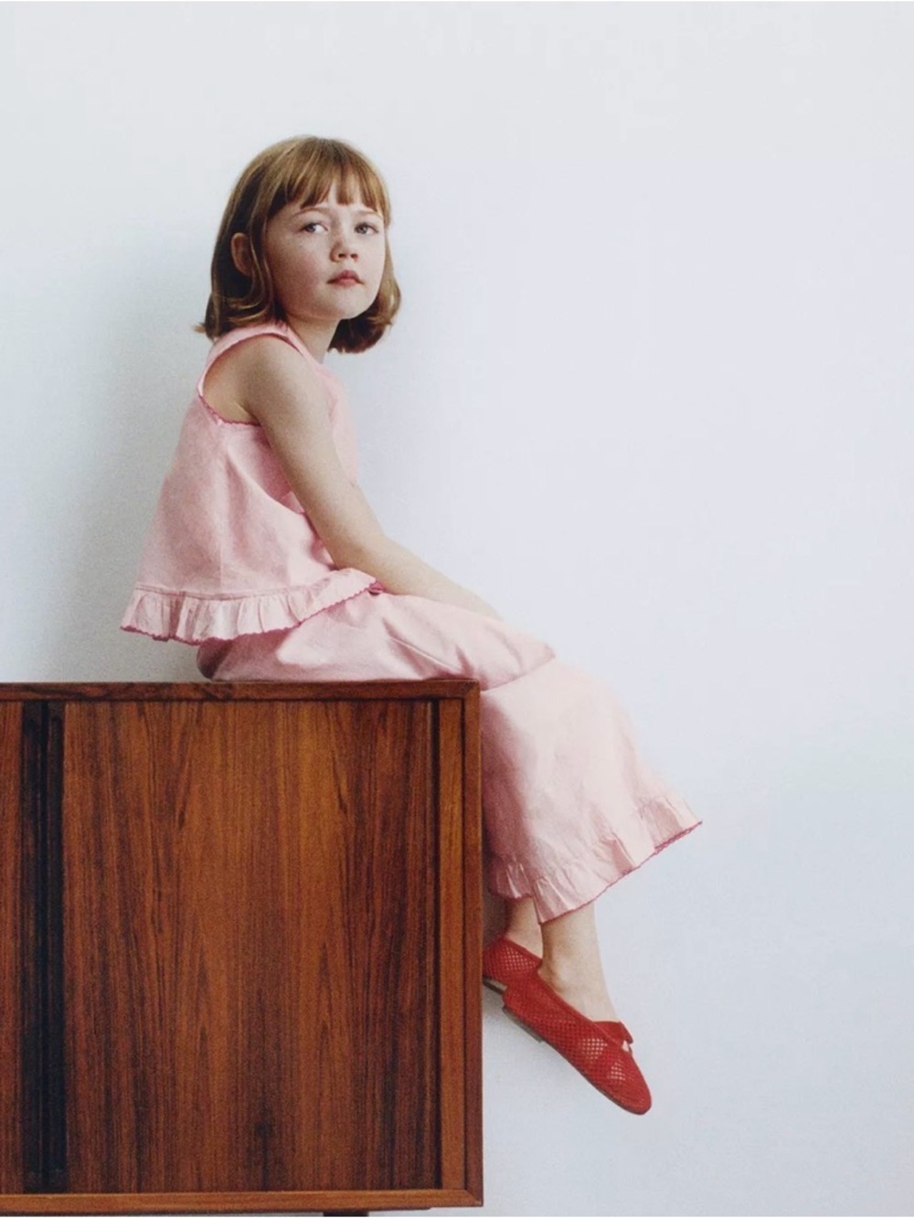 Zara kids Light Pink Ruffle Trim Pant & Top Set